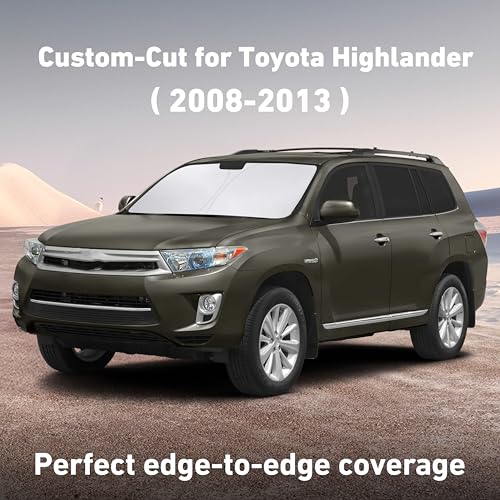 Image of EcoNour Windshield Sunshade Compatible for Toyota Highlander 2008-2011 2012 2013, Sun Visor for Front Windshield & Window Sun Shade Cover, UV Heat Blocker & Protector, Car Accessories