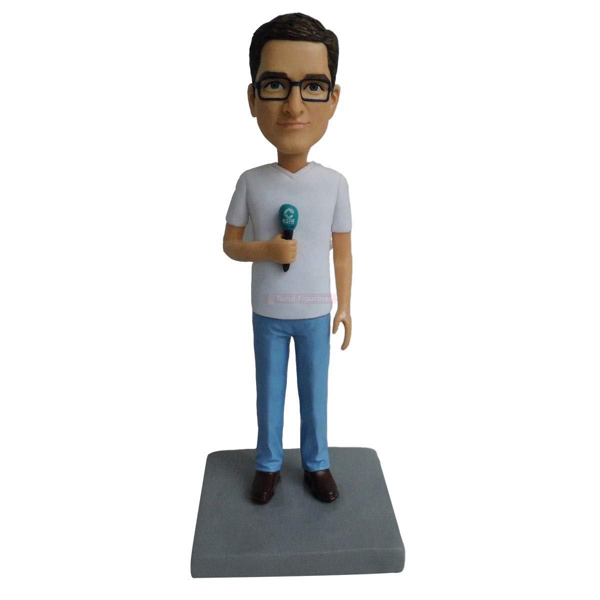 karaoke man figurine for art toy home decor people miniature custom design by Turui Figurines handmade polymer clay dolls