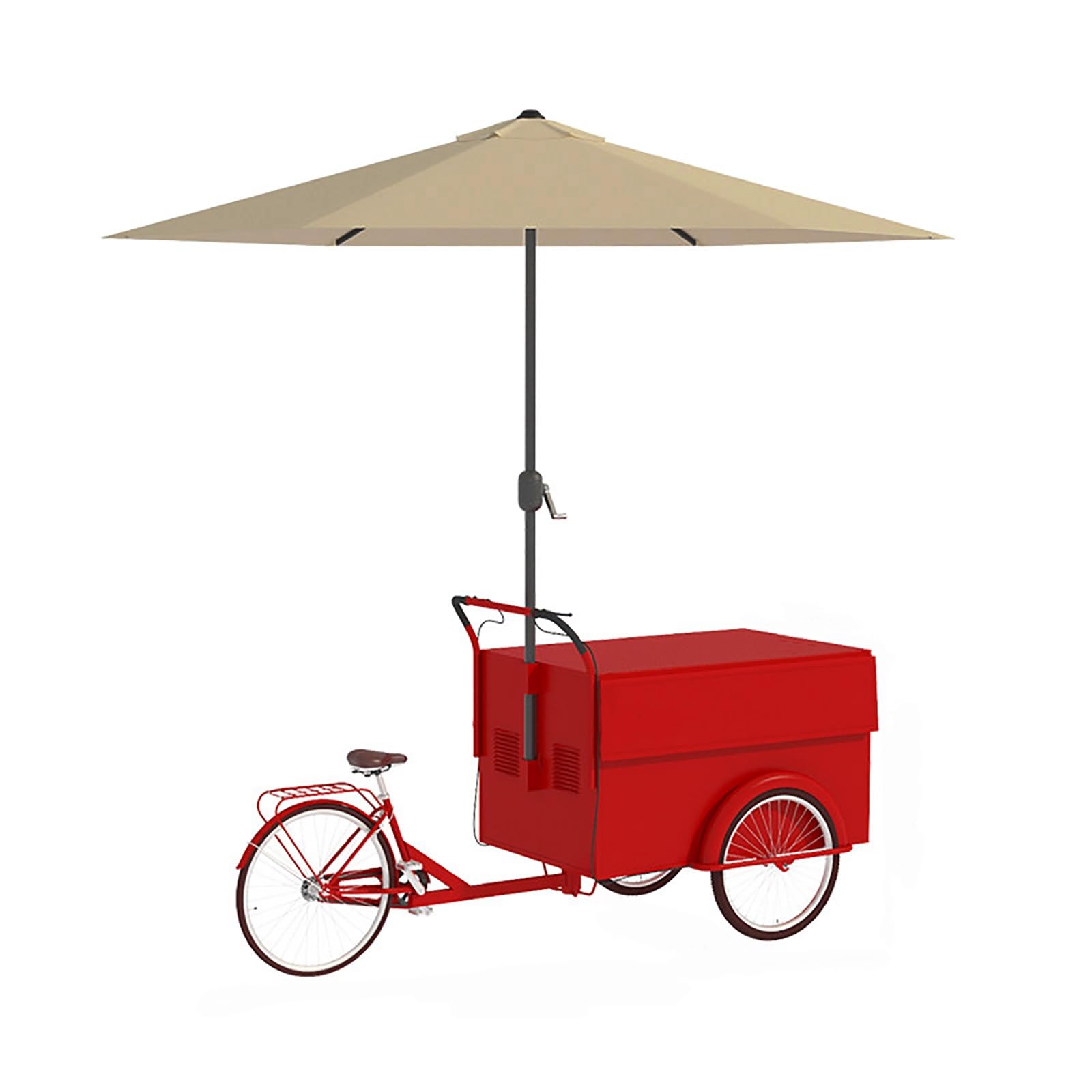 Mobile vending tricycle, Mobile Vending Bicycle Cart, Parasol, Display Storage, Multicolor(Red)