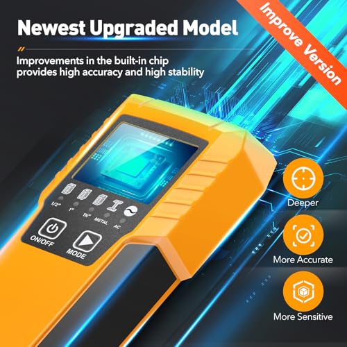 Stud Finder Wall Scanner Detector - 5 in 1 Electronic Wall Wood Metal Stud Locator Edge Center Sensor Beam for Live AC Wire Pipe Metal Lumber Joist Drywall Framing Detection(Yellow)
