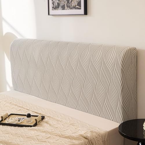 Image of HOMETHREADS Stretchable Lycra /Velvet Headboard Cover | Soft, Dust-Proof & Wrinkle-Resistant Bed Back Protector | Fits Leather, Wooden & Fabric Bedsides | for 6ft to 6.5ft Beds (Light Grey, 172x65cm)