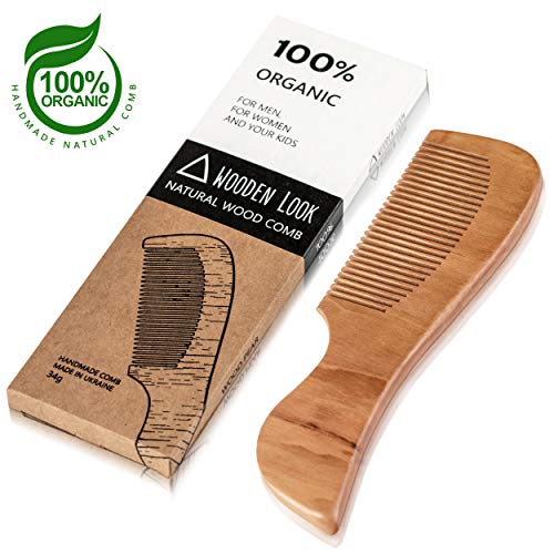 Wooden Hair Comb -Natural Handmade Wooden Combs for Women, Men and Kids -NO SNAGS, NO TANGLE, NO STATIC -100% ORGANIC by WOODEN LOOK