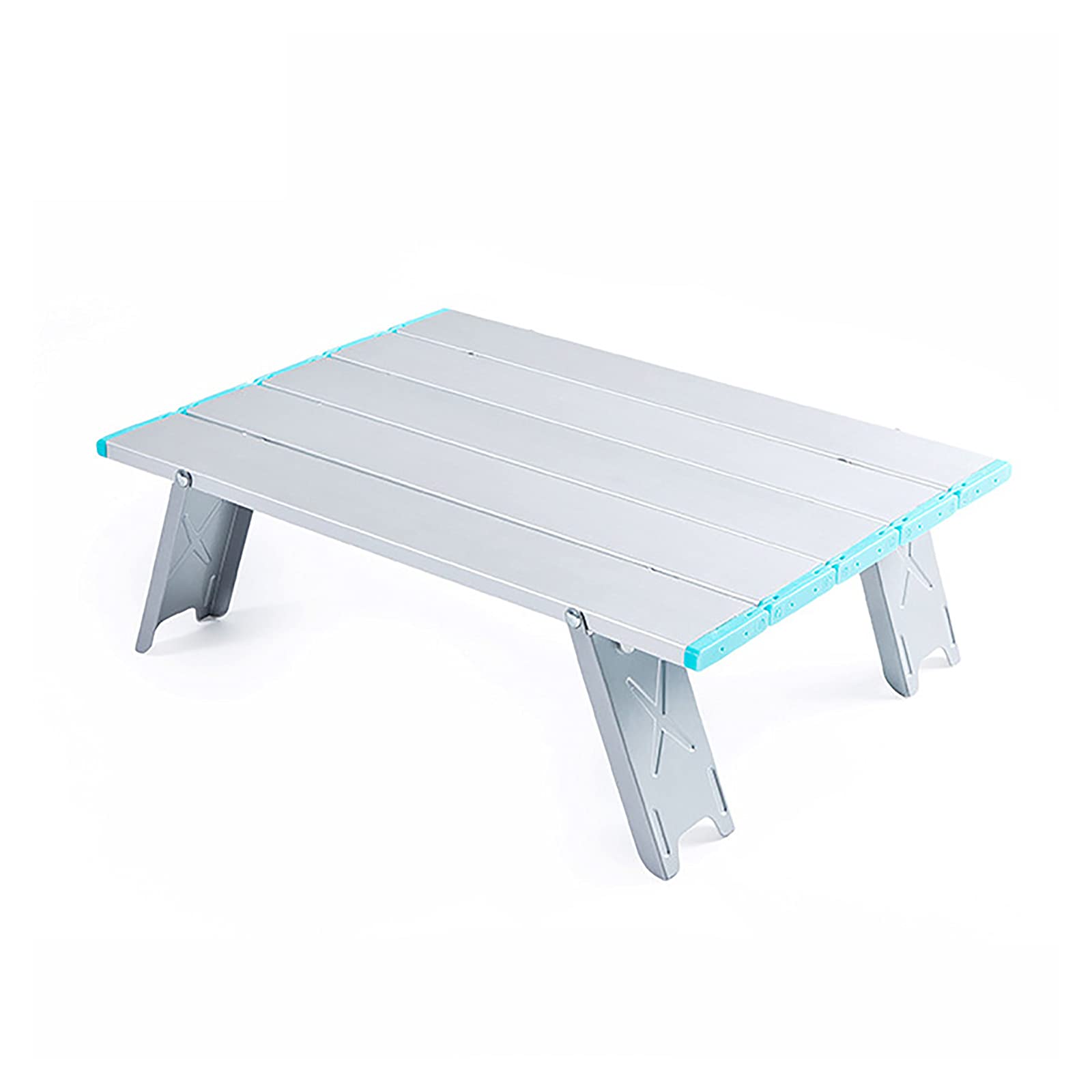 Table de camping portable et légère avec housse bleue de rangement