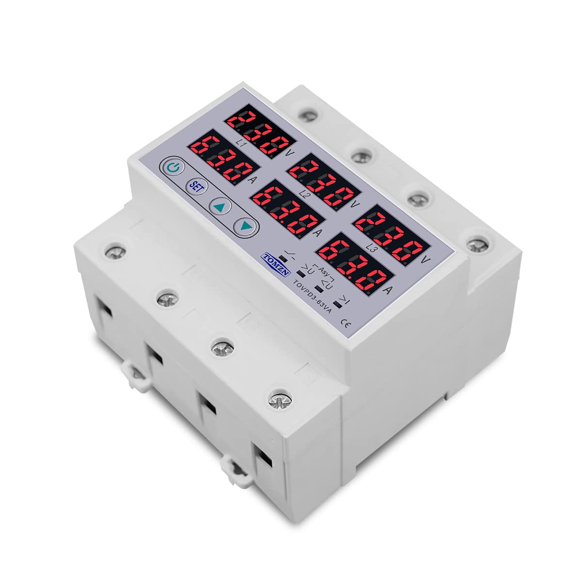 Interruttore Magnetotermico Differenziale Relè di tensione a 3 fasi DIN 380V VoltMeter Ammeter oltre e sotto Monitor Protezione Regolare la sovratensione corrente(63A)
