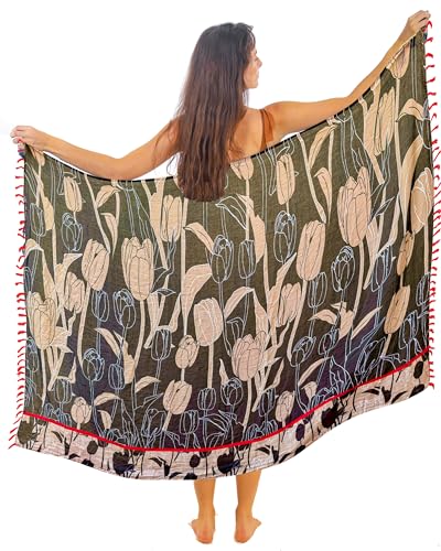 Schwarzer Pareo Xxl Mit Quasten Baumwolle Groß Strand Pareo...