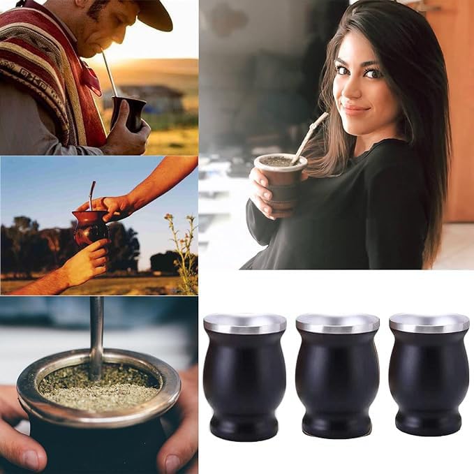 8 Oz Yerba Mate Cup, Stainless Steel Mate Tea Cup Set With Straw Brush Straw Spoon Flat Straw And Lid Insulated Yerba Mate Teacup Coffee Water Mate Cup Yerba Mate - View #12