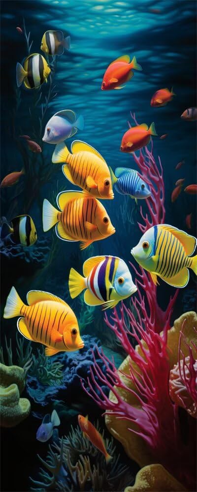 Diamond Art Painting Kits for Adults 80x160cm, 5D Large Diamond Painting Underwater World Full Round Drill Gem Art School Of Fish Crystal Cross Stitch Paint by Numbers for Home Wall Decor -LR1143