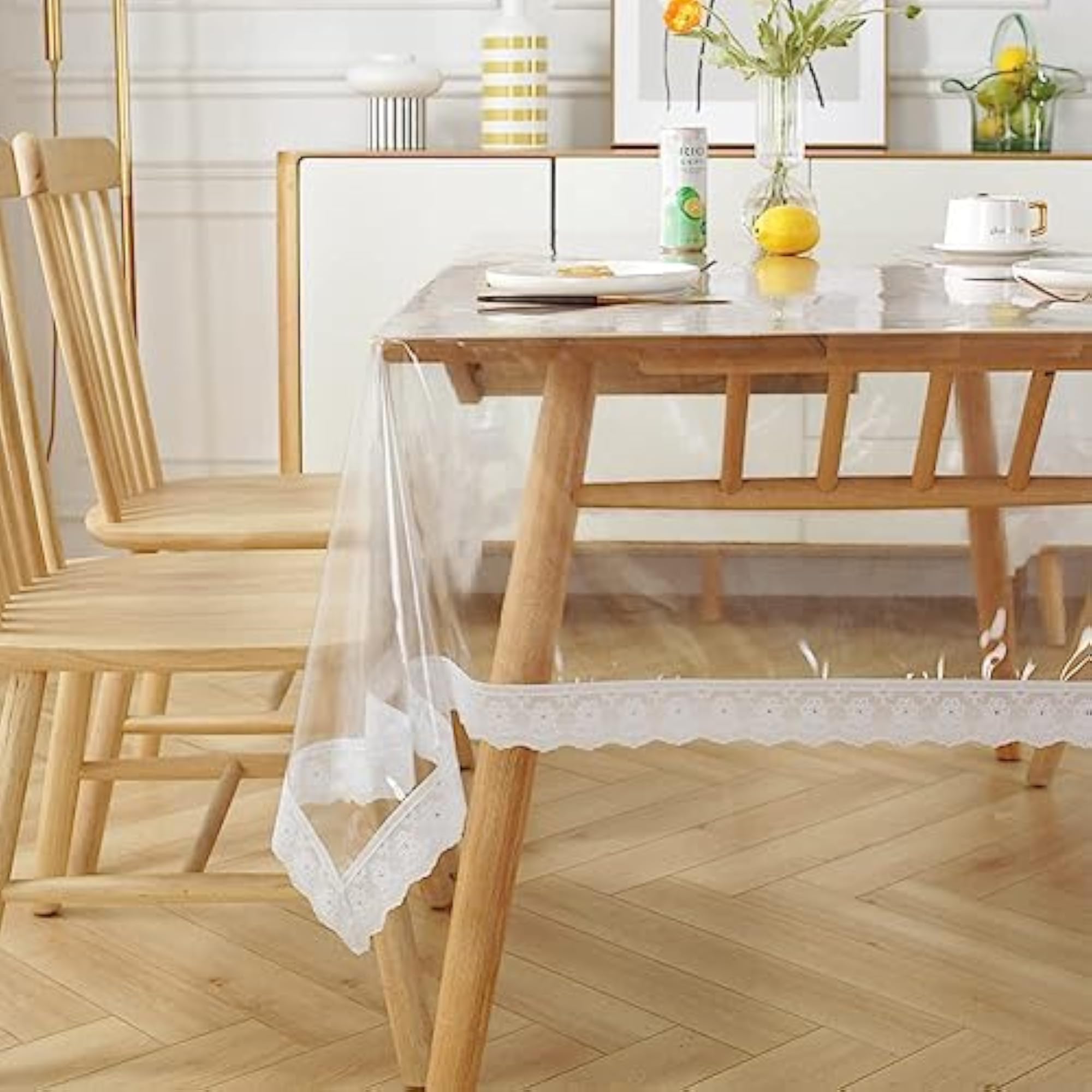 Premium Transparent Table Cover with Lace, 40x60 Inches