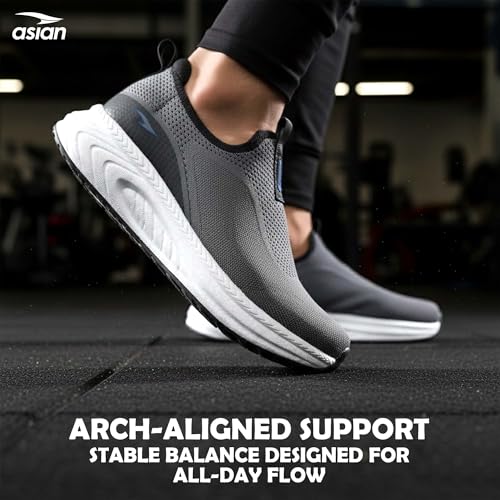 Image of ASIAN Hypercushion Walk-02 Men's Walking Shoes | Slip-On Knit Walking Shoes with E-TPU Energy Return Sole, Memory Foam Arch Support, Breathable Upper & Grip Outsole, Gym & Travel