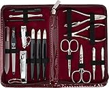 DREI SCHWERTER Germany Nagelpflegeset 'Cinisello' 16-tlg. Maniküre Pediküre Reise Etui Set Nagelset Nagelnecessaire, Stahlinstrumente Markenqualität, Maniküreset Kunst Leder Geschenk (0071)