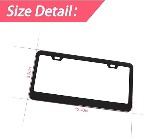 Miniatura 2 de XINLIYA Marco para placa de automóvil, 2 cubiertas de acero inoxidable mate negro mate, duradero, a prueba de óxido, universal para automóviles,