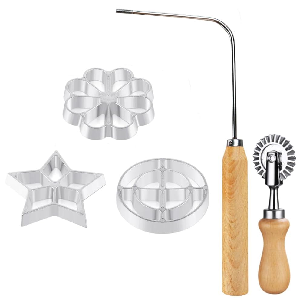 CTRLZS Rosettes Timbale Set, Flower Bunuelos Cookie Maker Mold with Pasta Cutter Wheel, Funnel Cake Maker Kit