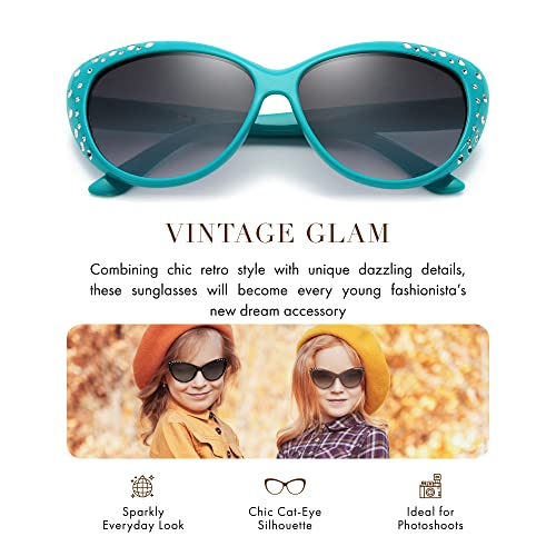 Image of Giselle Kids AGE 6-14 Rhinestone Cat Eye Sunglasses