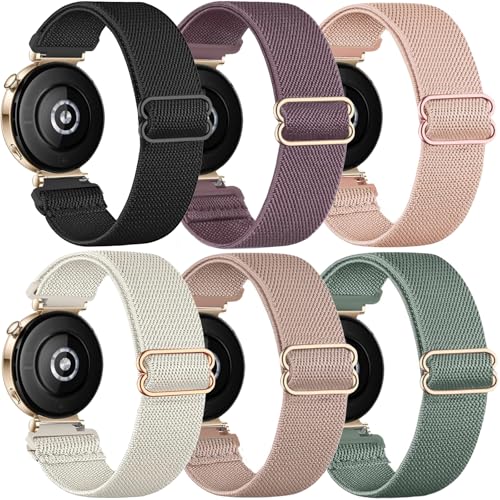 TUCOMO 6 Stück Elastische Nylon Armband Kompatibel mit Huawei Watch GT 5 Pro 42mm/ GT 5 41mm/GT4 41 mm Loop Dehnbare Ersatzarmband Uhrenarmband für Huawei Watch 5 42mm Herren Damen