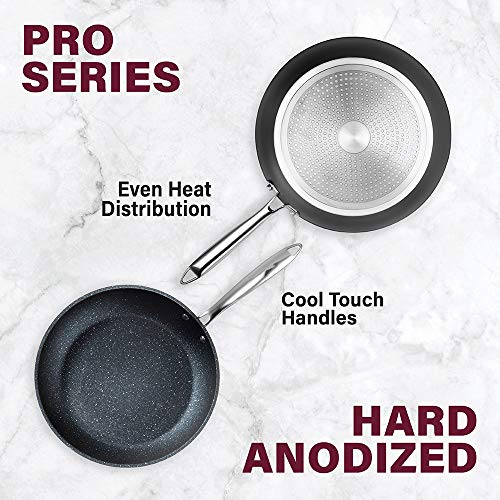 Granite Stone Professional Frying Pan Set, Hard Anodized Ultra Nonstick 10” & 11.5” Pro Chef’s Skillet Set, Durable Granite Surface Coated 3x and Infused with Minerals & Diamonds, Induction Capable