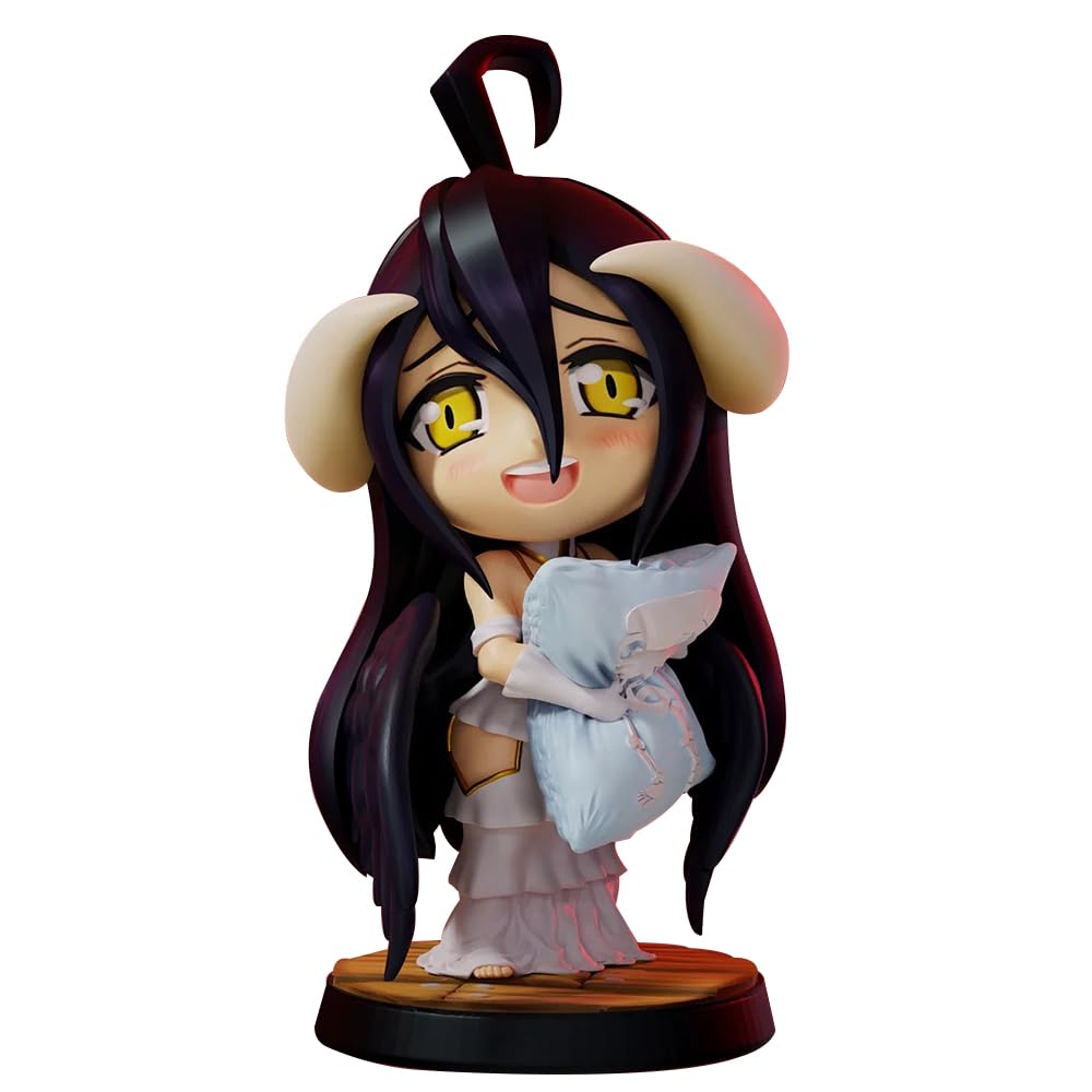 MABAIUDE Mini Albedo Figure Q Anime Figure, 12cm Albedo Statue Cake Topper Ornament Car Dashboard Figurine Model Collectibles Gifts