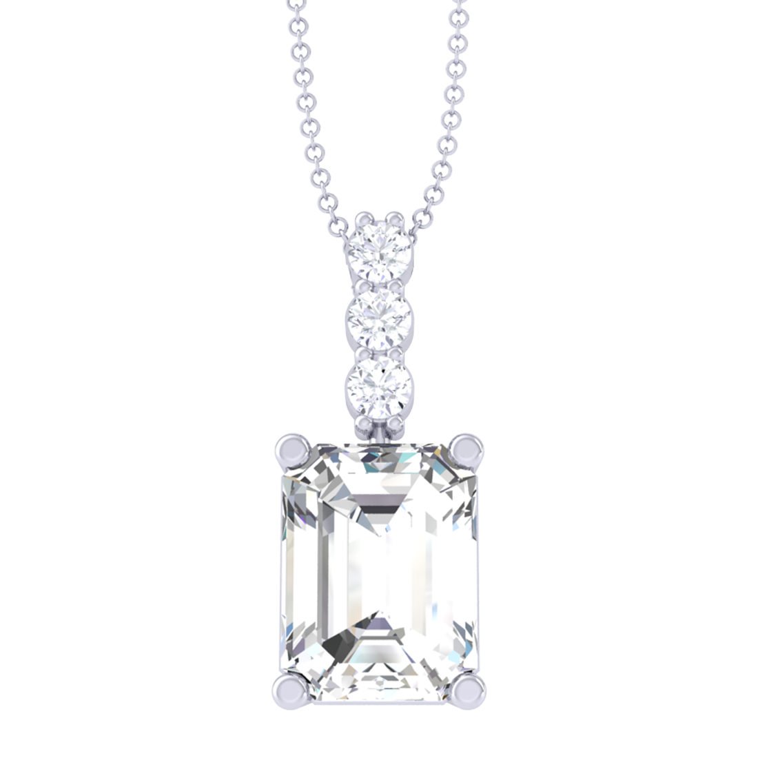 CLARA 925 Sterling Silver Emerald Cut Solitaire Pendant Chain Necklace | Rhodium Plated, Swiss Zirconia | Gift for Women and Girls (B079LW1ZTK) Amazon Price History, Amazon Price Tracker