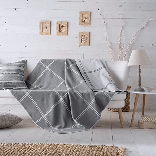 VIALMAN Manta Multiusos, Fular Cubre Sofá Nature 3 180 x 240 Color Gris | Plaid Sofá