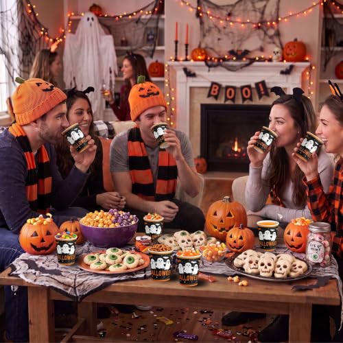 Litmitfu 30 Pack Halloween Paper Cups - Disposable Halloweens Heavy Duty Cups, Ghost Bats Spider Web Design Cup for Halloween Themed Party Decorations Supplies Favors, 9 oz - image 6
