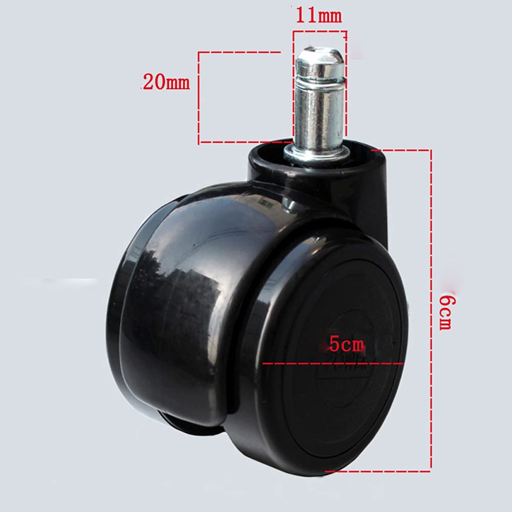 Ruote girevoli in PU silenziose da 2" per carichi Pesanti con Freno, Stelo M11, capacità 200 kg, per sedie da Ufficio, mobili e carrelli - Scorrimento Fluido e
