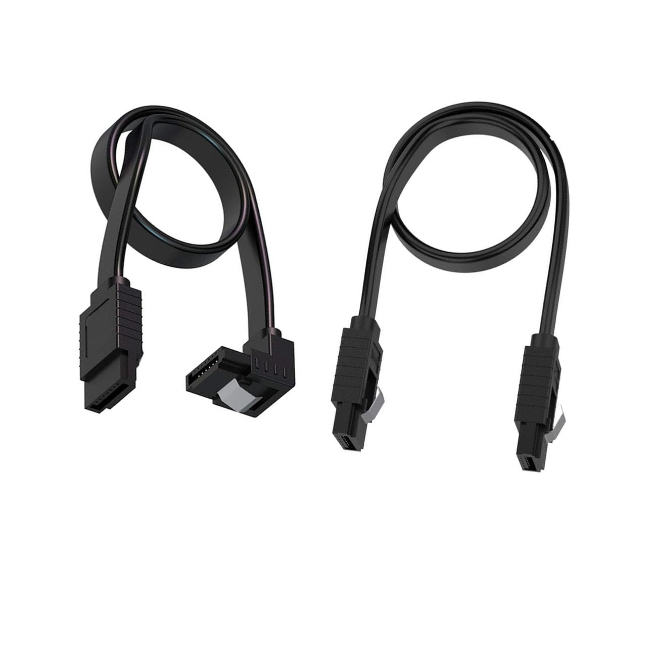 qintxgrtysen SATA Cable III,2 Pack SATA Cable III 6Gbps 1 Right Angle and 1 Straight Connector SDD Data Cable with Locking Latch 50CM& 19.6inch Compatible for SATA HDD/SSD/CD and DVD Drives