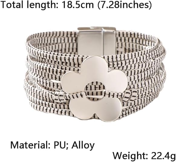 Flower Charm Wrap PU Leather Bracelet for Women Lady Handmade Bohemian Bracelets Jewelry Gifts for Women - Image 2