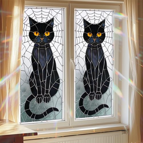 Vinilo decorativo para ventana Halloween gato negro 17.7 x 39.3 pulg miniatura 7