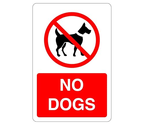 Safety First Display Ltd Red No Dogs Sign - 1.2Mm Rigid Plastic For Indoor/Outdoor Usage (300Mm X 200Mm) Viewing Distance Within 7M.