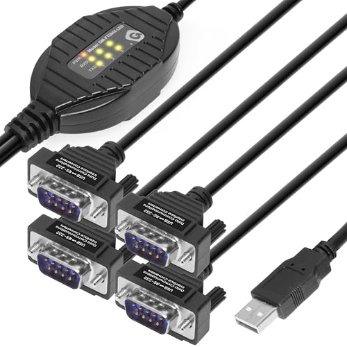 Adaptador USB a serie de 4 puertos para automatización industrial y paneles de control