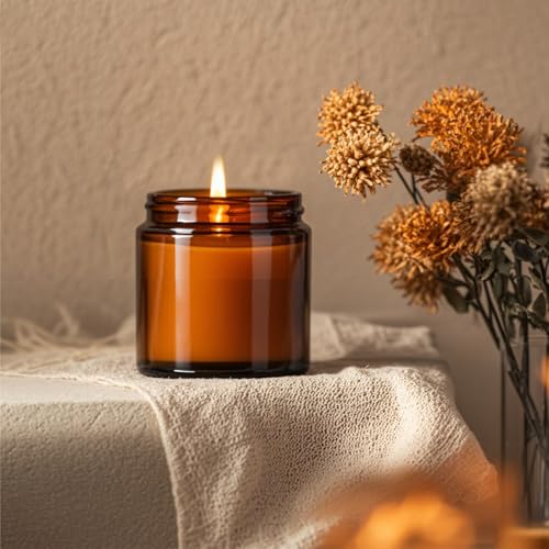 4 oz Amber Glass Jars with Lids,24 Pack 4oz Small Glass Jars with Lids & Inner Liners,4 Ounce Lotion Jar for Cosmetics Container,Cream Lotion,Body Scrub4