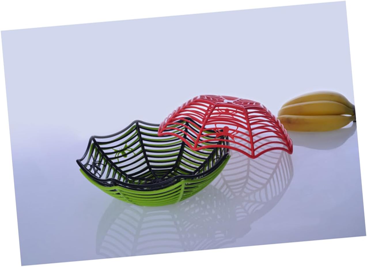 Emerald Spider Web Fruit Bowl for Halloween Party Decor PP Basket