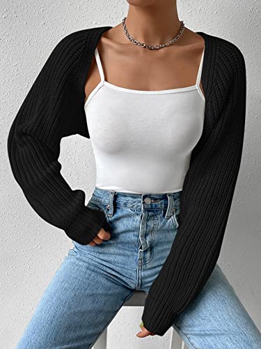 Image of Verdusa Women's Y2k Cropped Cardigan Sweaters Lightweight Knit Open Front Bolero Shrugs Spring Fall Outfits