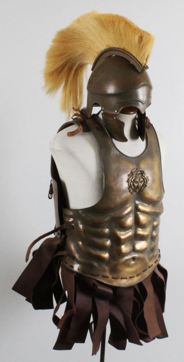 “Alexander” Chest Armor & Helmet Medieval Times Gladiator Muscle Armor Costume Set for Halloween Reenactments Party