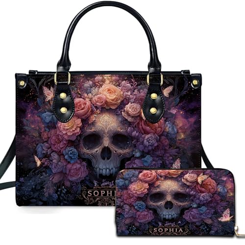 Personalized Halloween Leather Handbag – Custom Witch 3D Printing Effect Purses For Women – Spooky Gothic Shoulder Bag