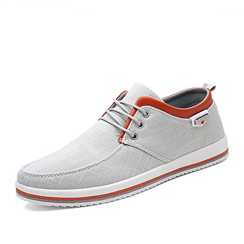 CUSTOME Hombres Lona Zapatos Plano Suave Ligero Casual para Caminar Zapatos Sneaker Alpargatas Comodidad Blanco