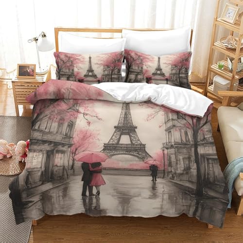Parure de lit hypoallergénique microfibre Romance Parisienne contre allergies - 3