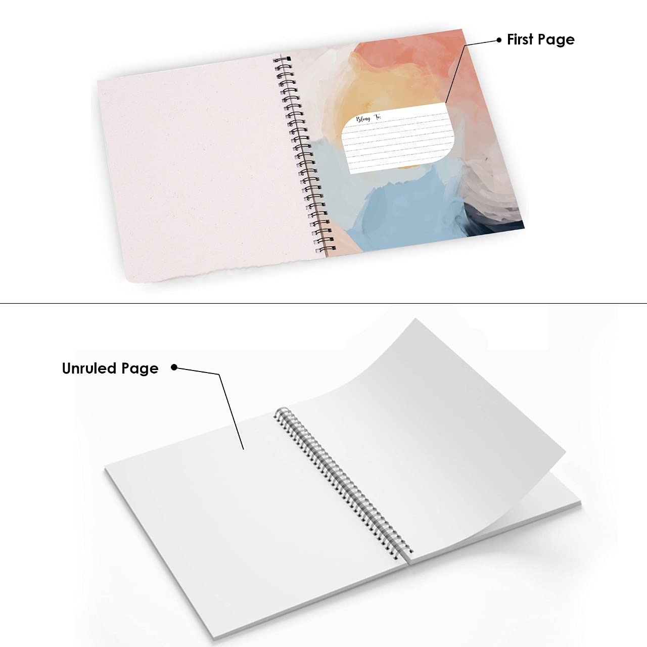 DI-Kraft Hard Cover Cardboard Unruled Paper Graphic Printed Journal Diary Spiral Notebooks with Dangler for Girls and Boys Blank Sketch Book Pad Planner (160 Pages, 6x8 Inches)      Unknown Binding