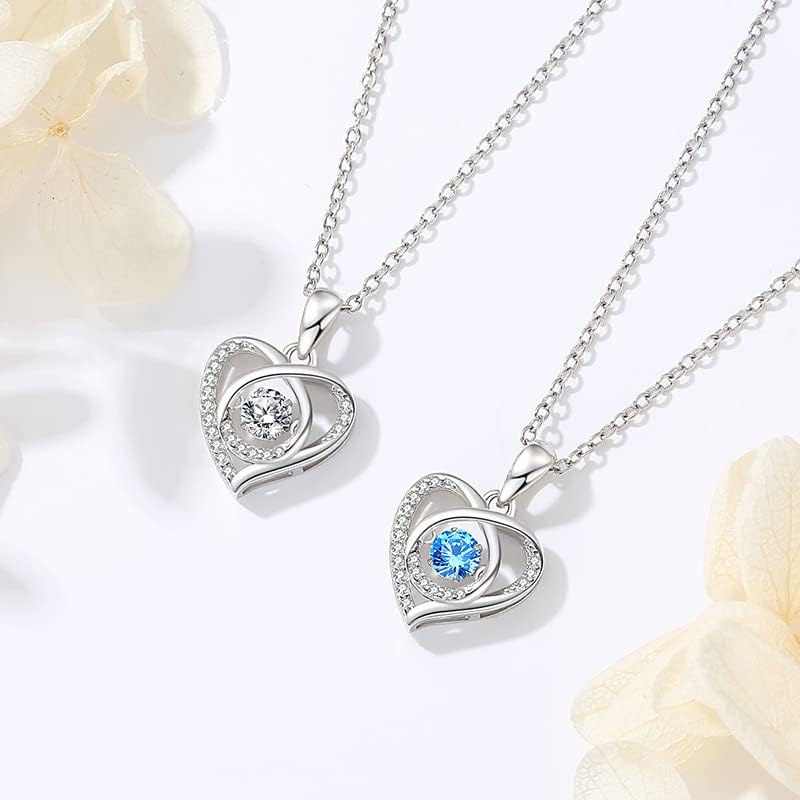 925 Silver Heart Necklace with Zircon Heart Pendant Necklace for Women Wife Girlfriend Mom Gift for Her - Image 3
