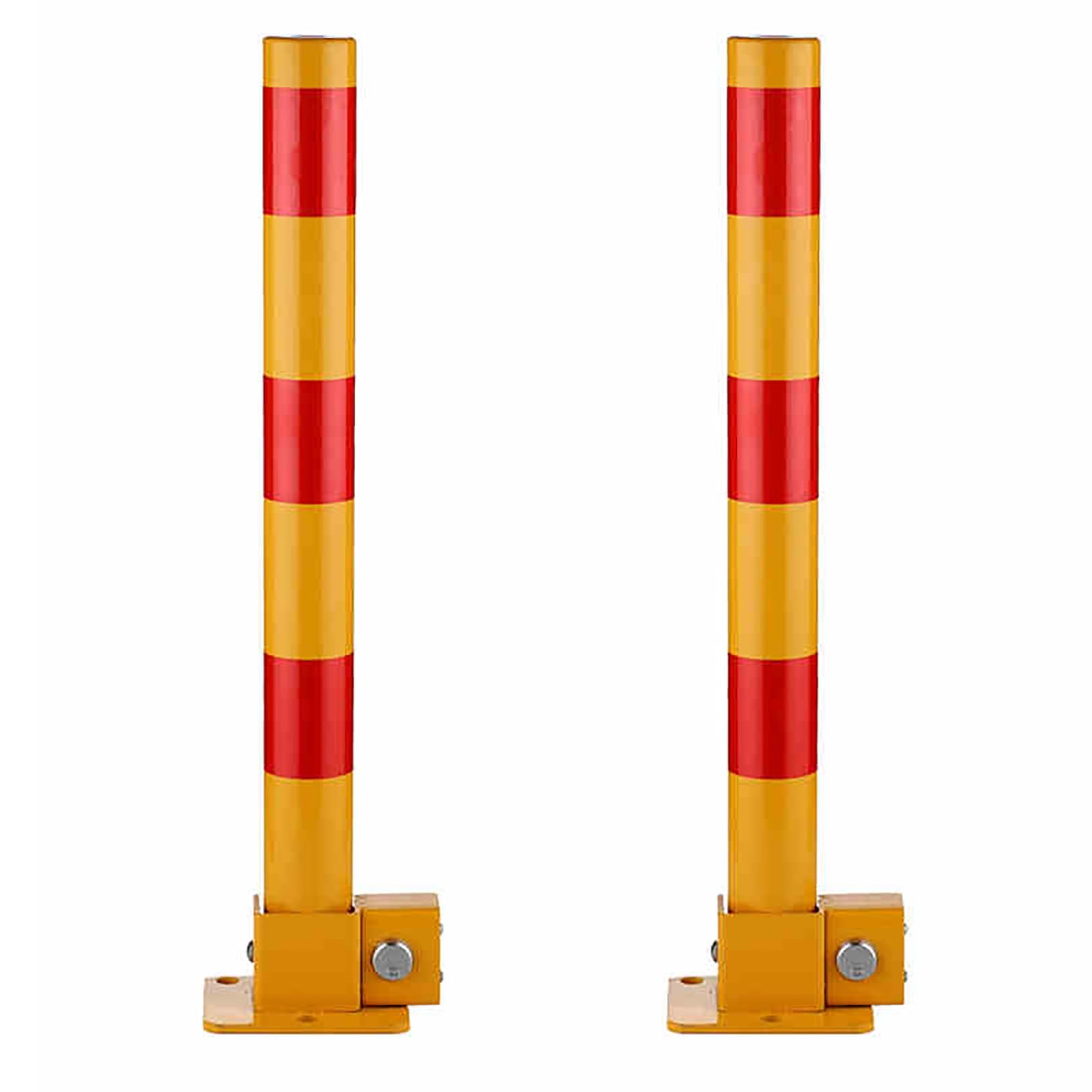Bornes de sécurité métalliques rouges x2 avec boulons pour allée