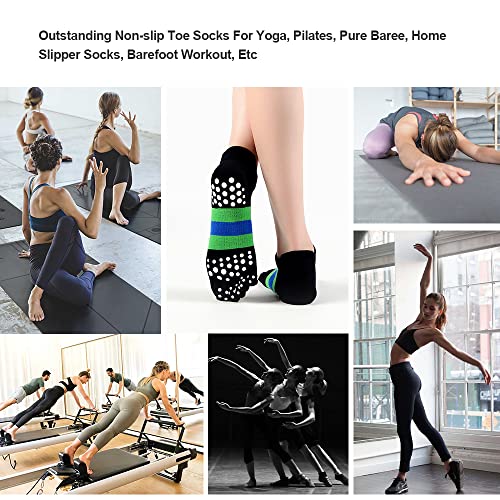 Limide Running Yoga Non-Slip Toe Socks For Women With Grips, Five Finger Socks For Running, Pilates, Ballet,Fitness 3 Pairs #TOP5