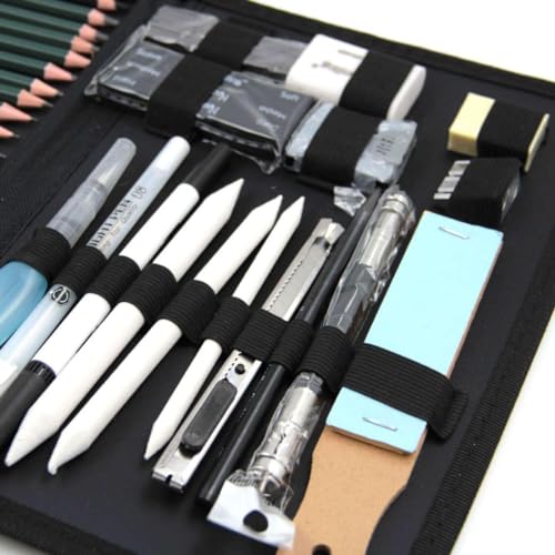 Image of Pieces Professional Drawing Pencils and Sketch Kit for Artist (75)