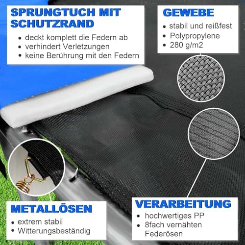4. Bild von Baunsal® Trampolin Outdoor Ø 183 244 275 305 335 366 396 427 457 487 cm (FGOS) als Komplettset Kindertrampolin Gartentrampolin Spielzeug Gartenspielzeug für Kinder Ø 366 cm