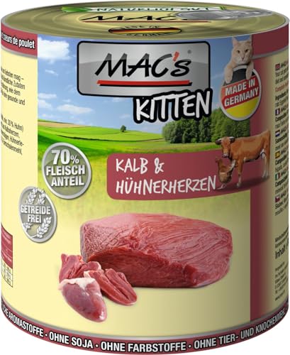 Produktbild von MAC's Cat Kitten Kalb & Hühnerherzen - 6 x 800 g