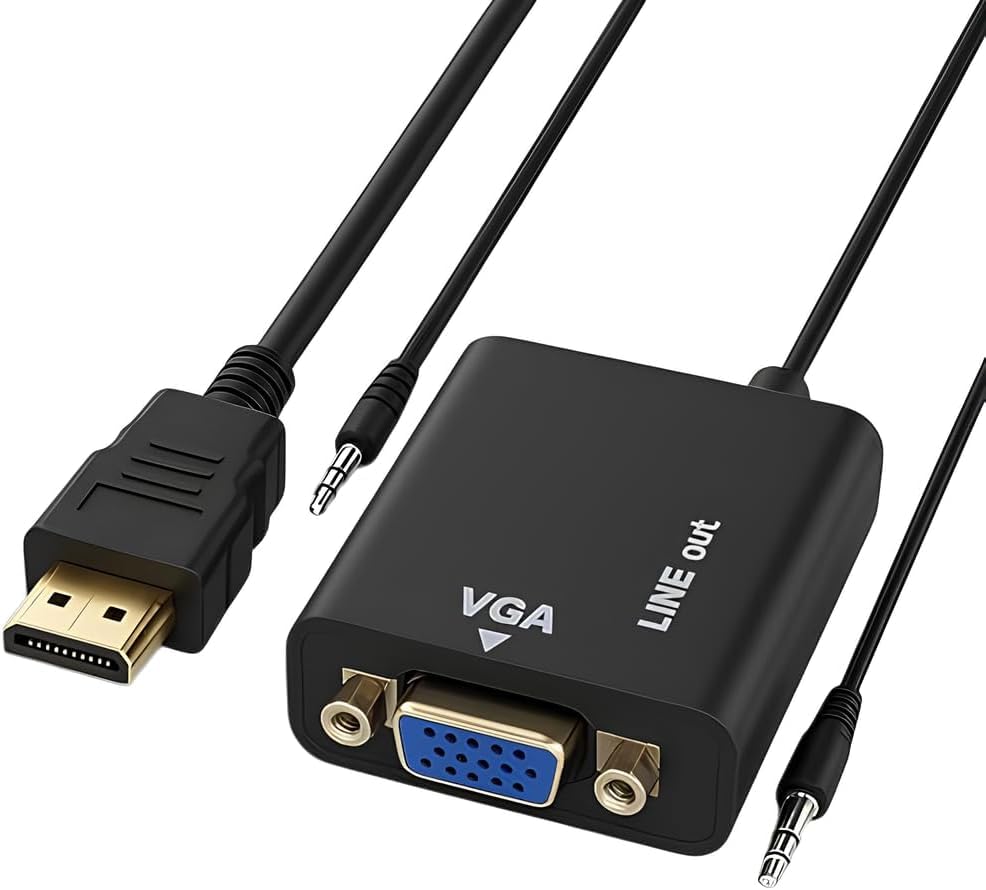 Adaptador HDMI para VGA com Conector de Áudio P2 – Perfeito para Computadores, Notebooks e Projetores