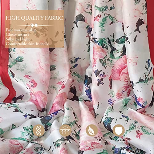 Women's Silk Scarf Colorful Painting Romantic Camellia Leaf Print Long Scarves Warm Sunscreen Shawl Stole Beach Wrap3