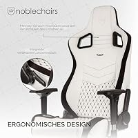 noblechairs EPIC Gaming Stuhl - Bürostuhl - Schreibtischstuhl - PU-Kunstleder - Weiß/Schwarz – Ansicht 3