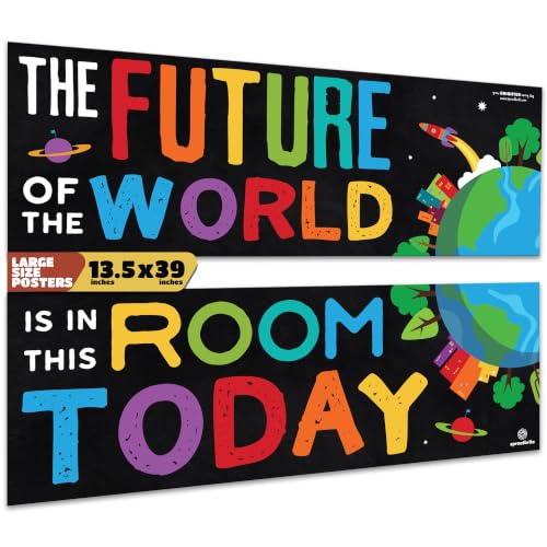 Image of Sproutbrite 2 Pack 13.5 inch x 39 inch Educational Posters - Teacher Posters for Classroom - Bulletin Board and Wall Decor for Pre, Elementary and Middle School Creates a Purpose-Driven and Motivated