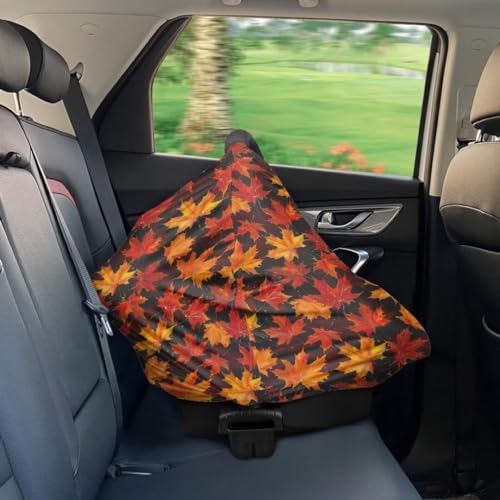Image of Coldinair Fall Leaves Multifunctional Nursing Cover Multi Use Cover for Baby Floral Car Seat Canopy Shopping Cart Cover,Stroller Cover