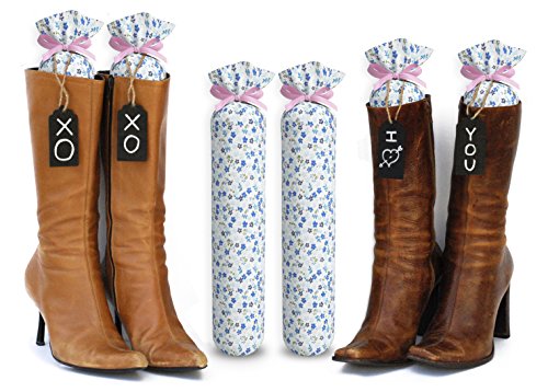 My Boot Trees - Boot Shaper Stands for Closet Organization - Keeps Them Shaped Properly - Many Patterns to Choose from - 1 Pair (Light Blue Floral)