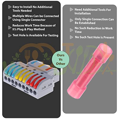 Image of Wire Nut Connectors Conductor - Push in Terminal Wire Connector - Compact Quick Wiring - Electrical Connector (4pcs, 3 to 9 Inline, Multi)